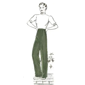 1930's Sewing Pattern: WW2 Women's Katharine Trousers - Waist 26" (66 cm)