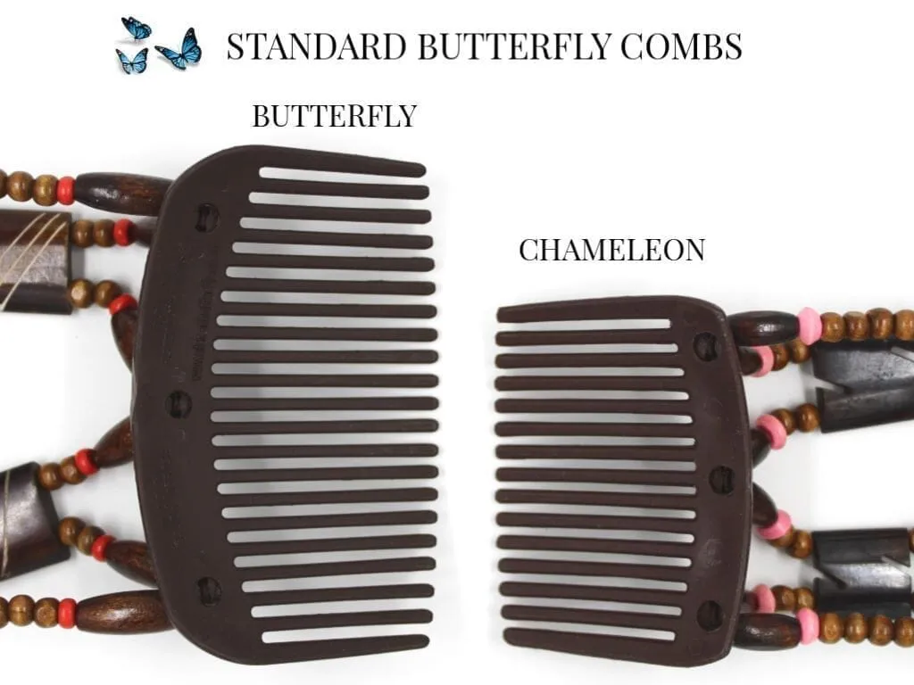 African Butterfly Thick Hair Comb - Flowers Clear 73