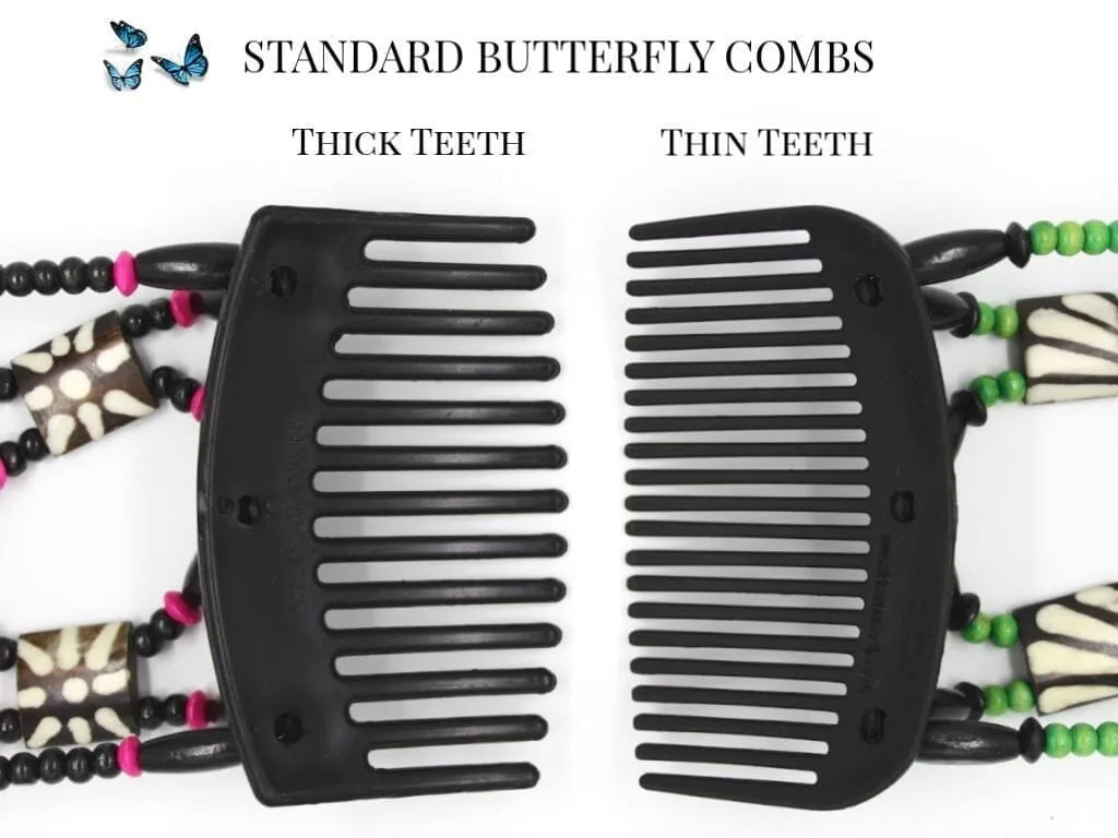 African Butterfly Thick Hair Comb - Flowers Clear 73