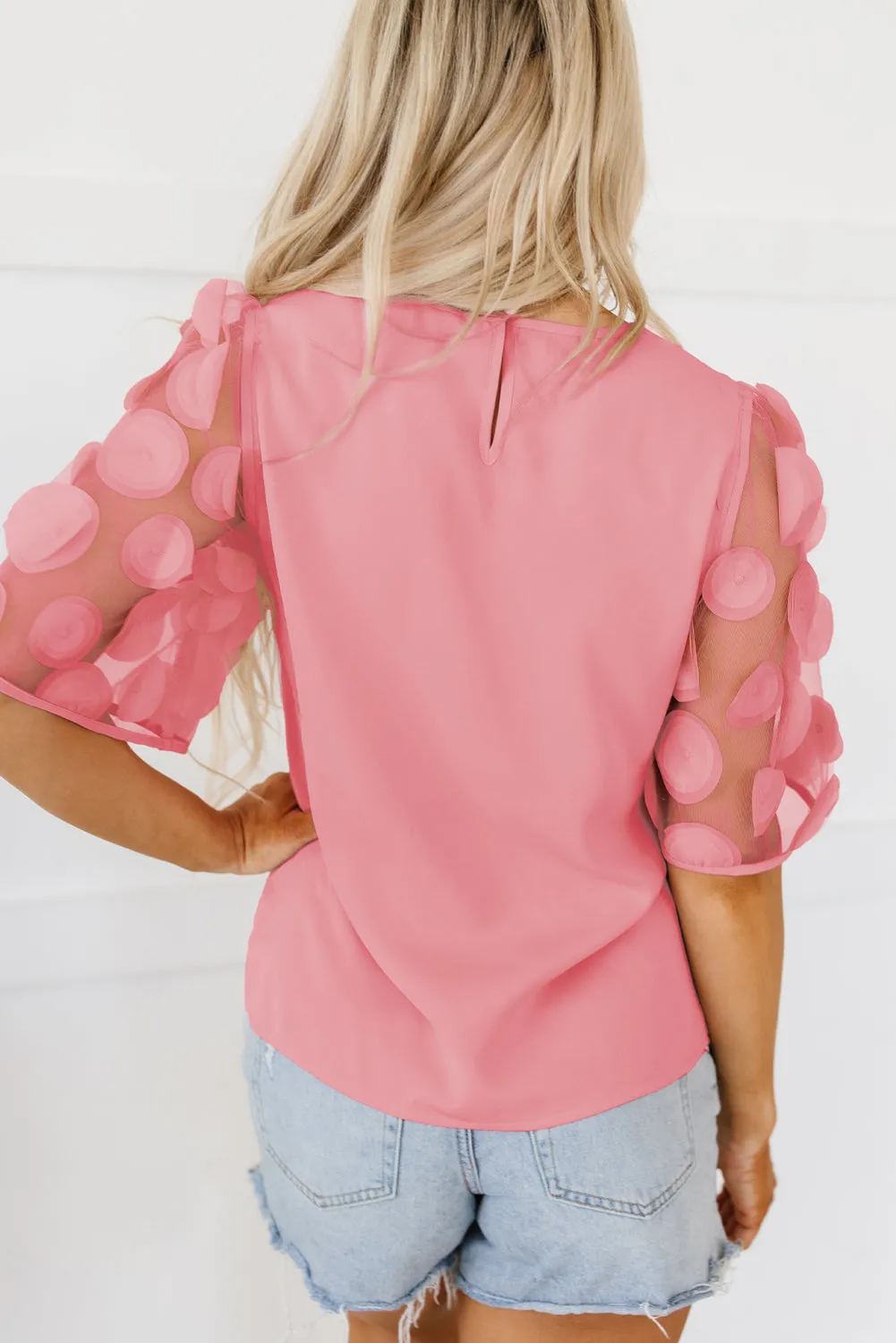 Aliza Applique Mesh Half Sleeve Blouse