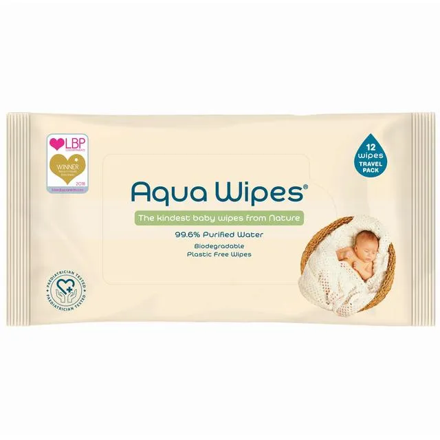 Aqua Wipes 100% Biodegradable Baby Wipes 64 per pack