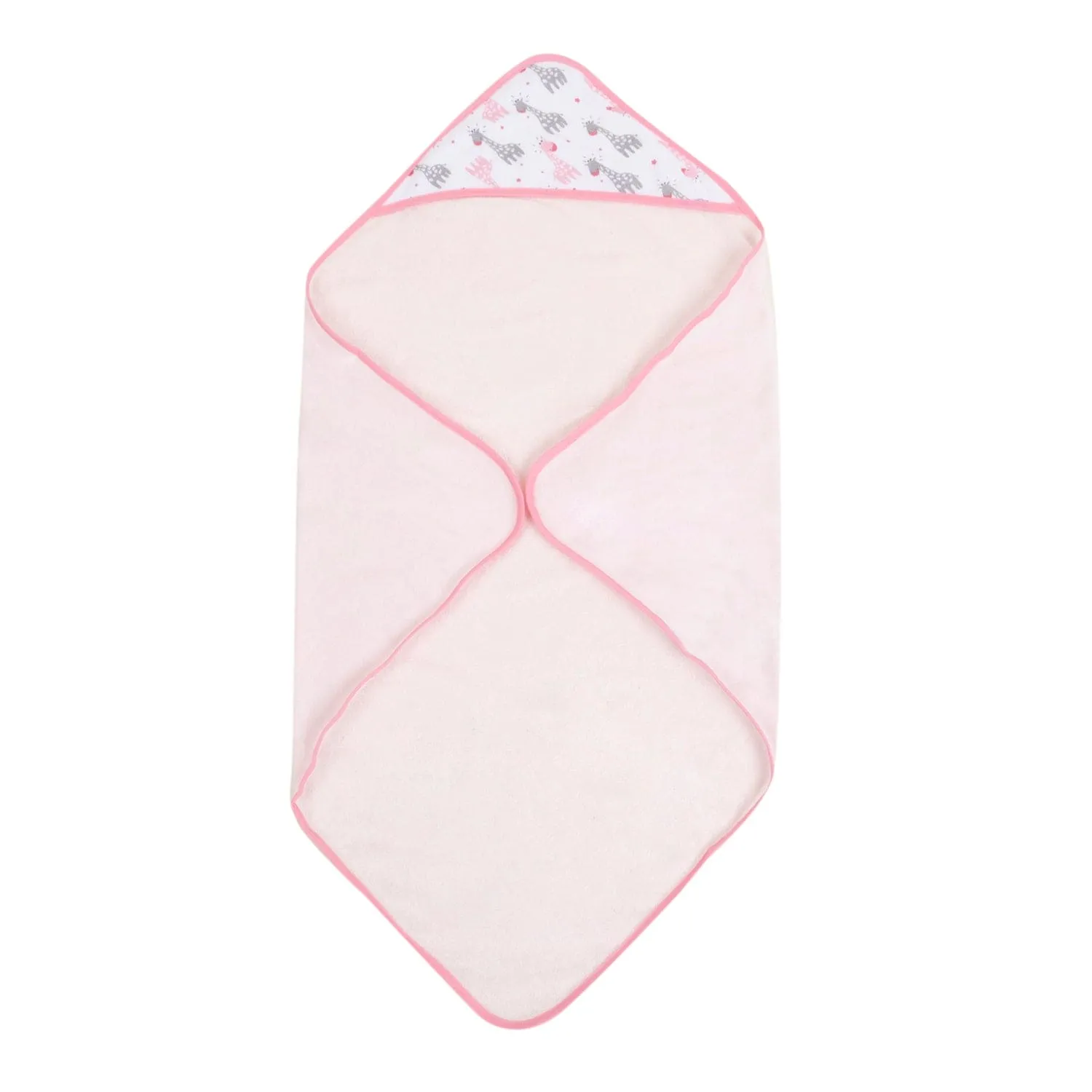 Baby Moo Giraffe And Tiny Dots Supersoft Highly Absorbent Durable Hooded Towel Set - Pink