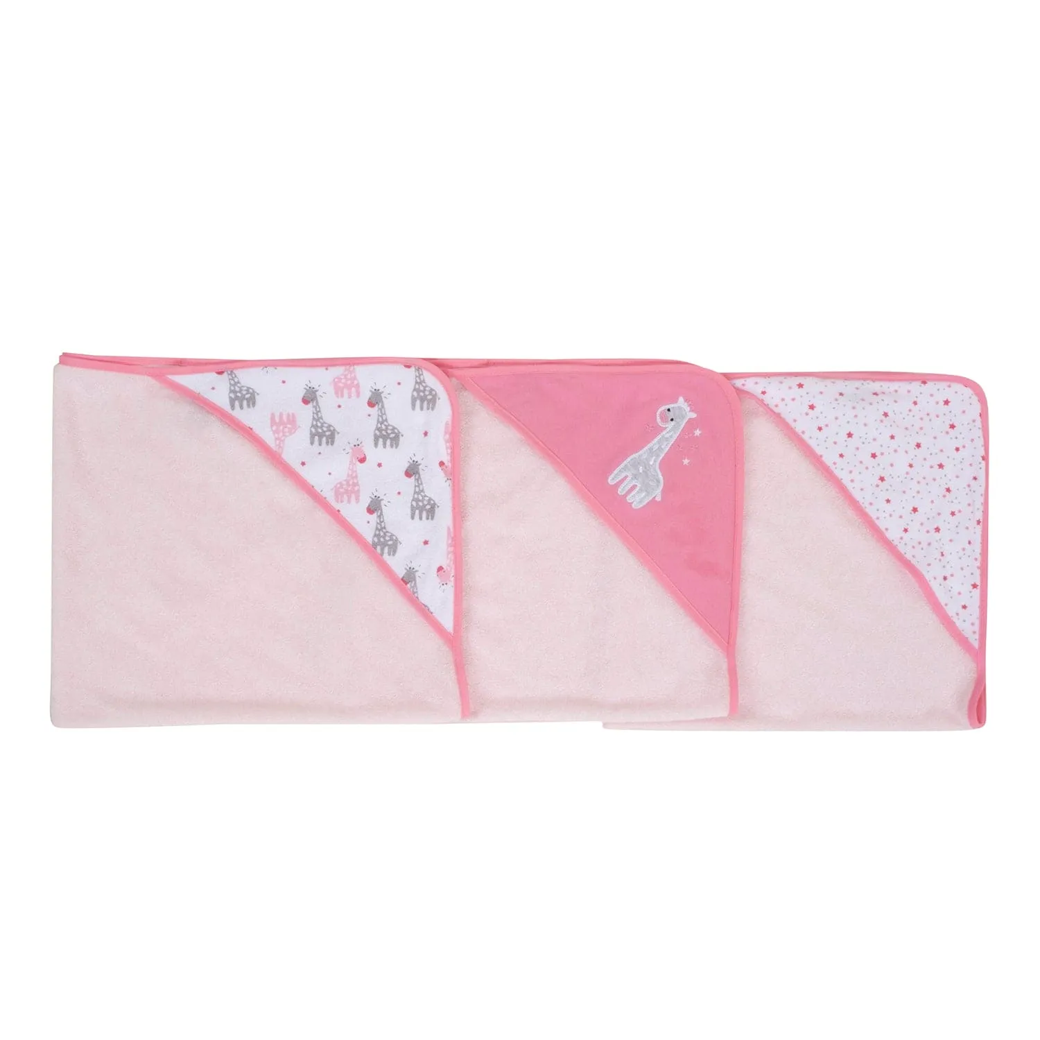 Baby Moo Giraffe And Tiny Dots Supersoft Highly Absorbent Durable Hooded Towel Set - Pink