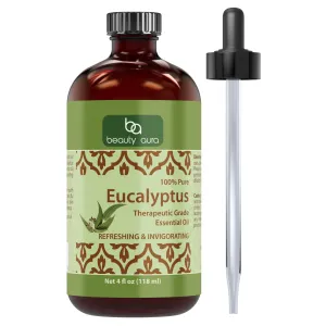 Beauty Aura Eucalyptus Oil | Therapeutic Grade Essential Oil | 4 Fl. Oz (118 ml)