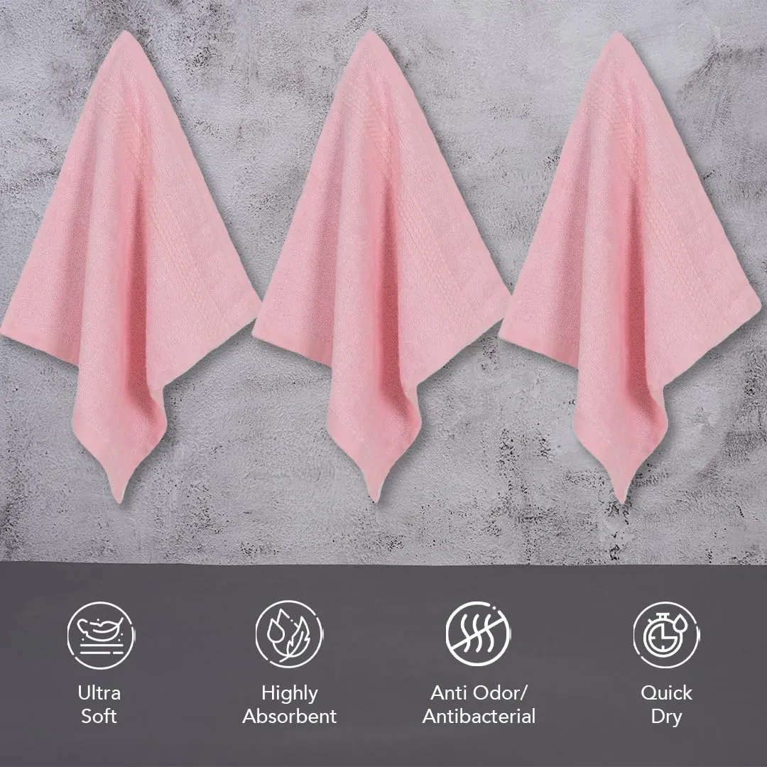 BePlush 450 GSM Bamboo Towel | Ultra Soft, Absorbent, & Quick Dry Towels for Gym, Travel (Face Towel, Pink, Pack of 6)