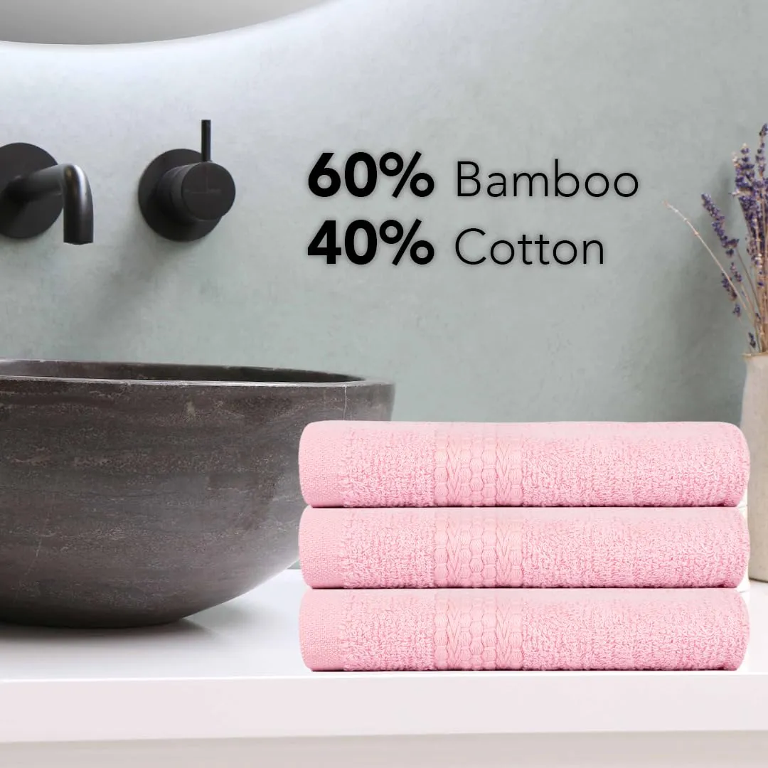 BePlush 450 GSM Bamboo Towel | Ultra Soft, Absorbent, & Quick Dry Towels for Gym, Travel (Face Towel, Pink, Pack of 6)