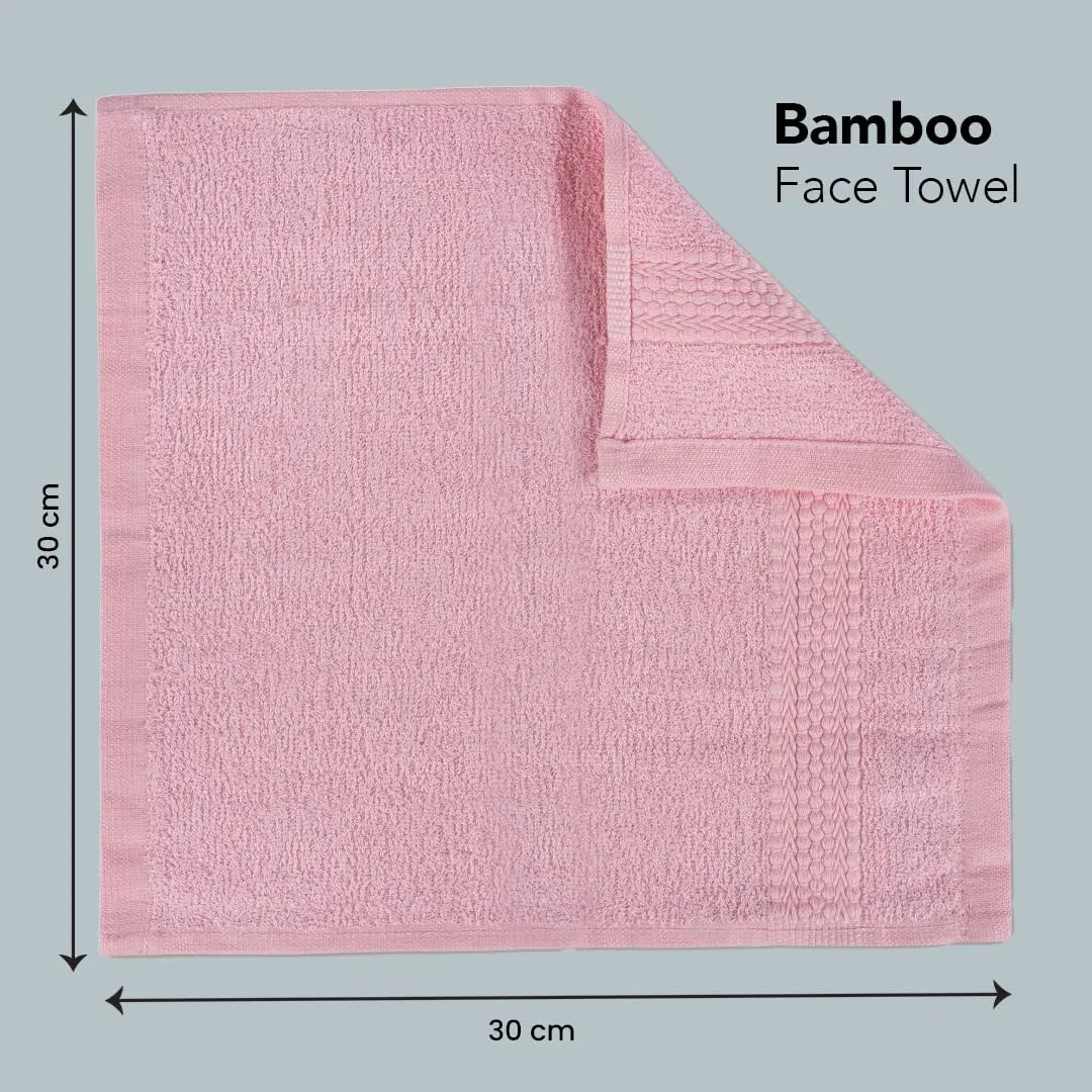 BePlush 450 GSM Bamboo Towel | Ultra Soft, Absorbent, & Quick Dry Towels for Gym, Travel (Face Towel, Pink, Pack of 6)