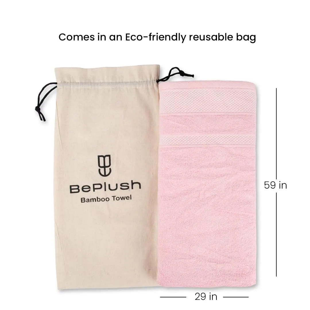 BePlush Zero Twist Bamboo Towels for Bath | Ultra Soft, Highly Absorbent, Quick Dry, Anti Bacterial Bamboo Bath Towel for Men & Women || 450 GSM, 29 x 59 Inches (2, Pink)