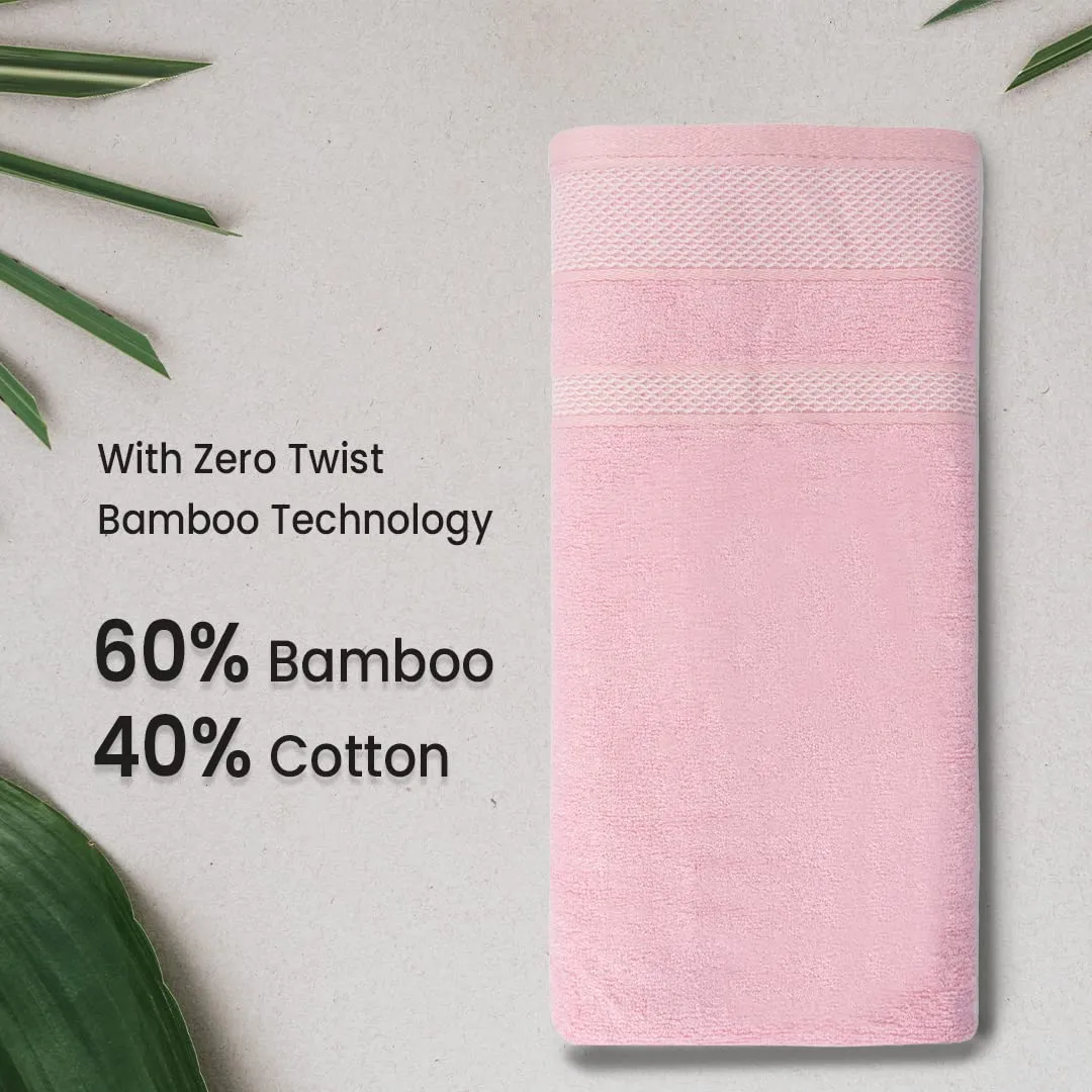 BePlush Zero Twist Bamboo Towels for Bath | Ultra Soft, Highly Absorbent, Quick Dry, Anti Bacterial Bamboo Bath Towel for Men & Women || 450 GSM, 29 x 59 Inches (2, Pink)