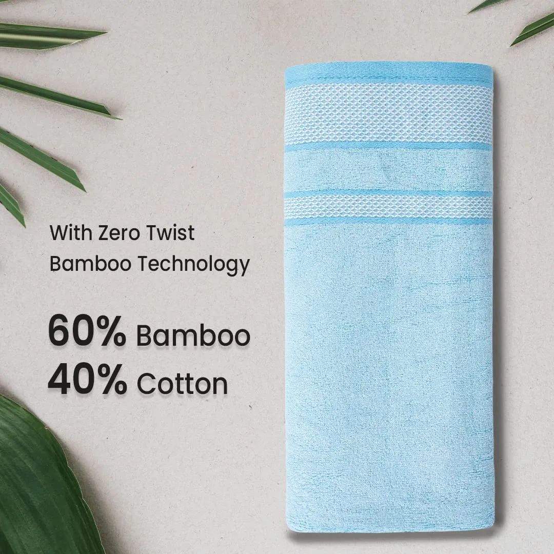 BePlush Zero Twist Bamboo Towels for Bath | Ultra Soft, Highly Absorbent, Quick Dry, Anti Bacterial Bamboo Bath Towel for Men & Women || 450 GSM, 29 x 59 Inches (2, Sky Blue)