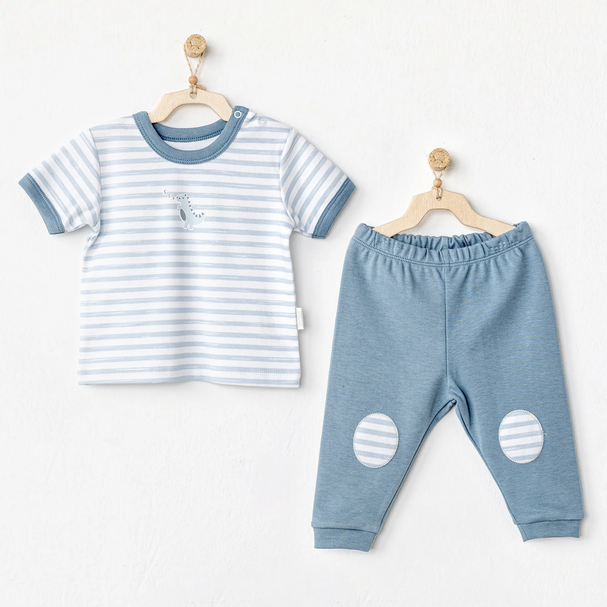 Blue Striped Dinosaur Outfit