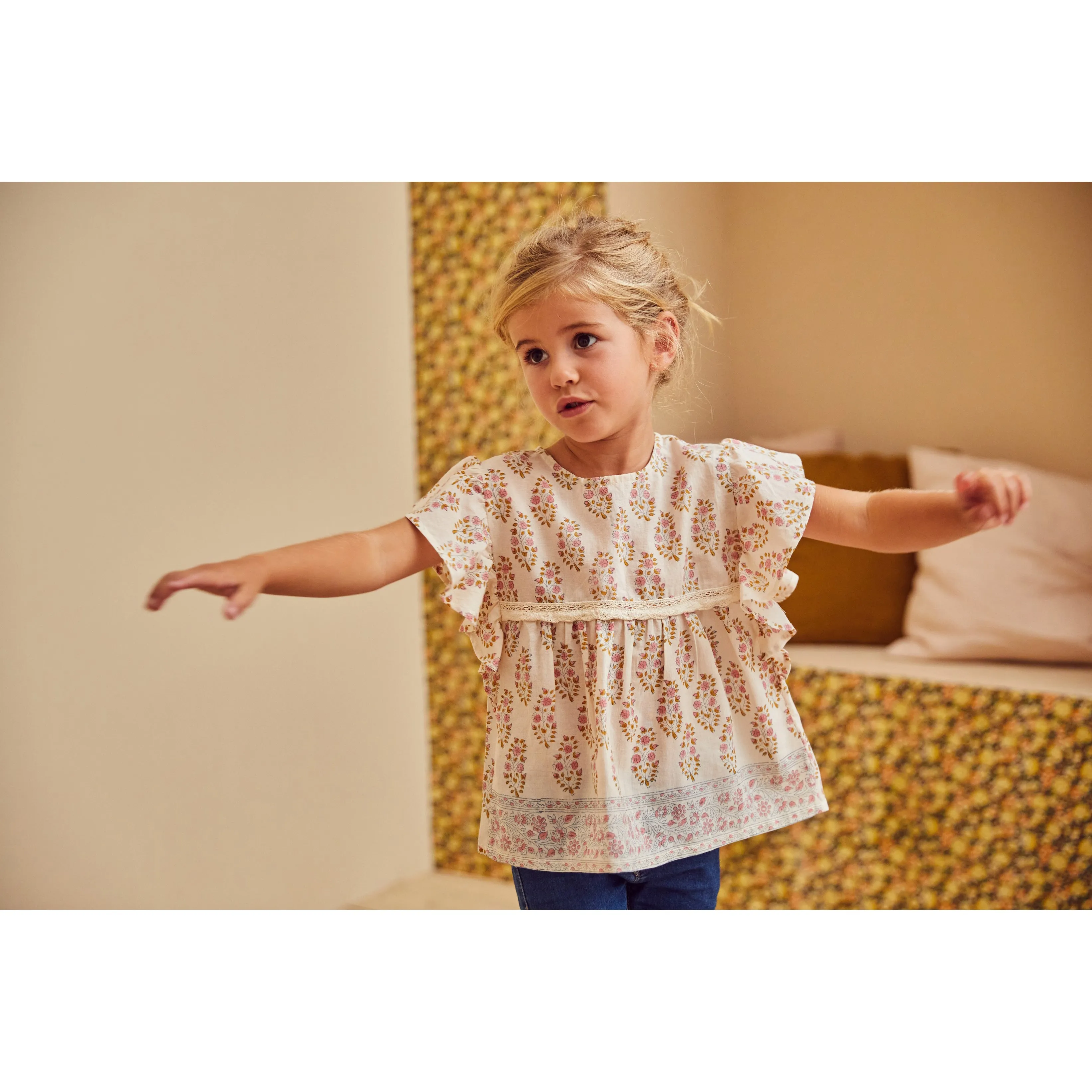 Bonheur du Jour Paris Baby   Girls Blouse Ecru Rosee