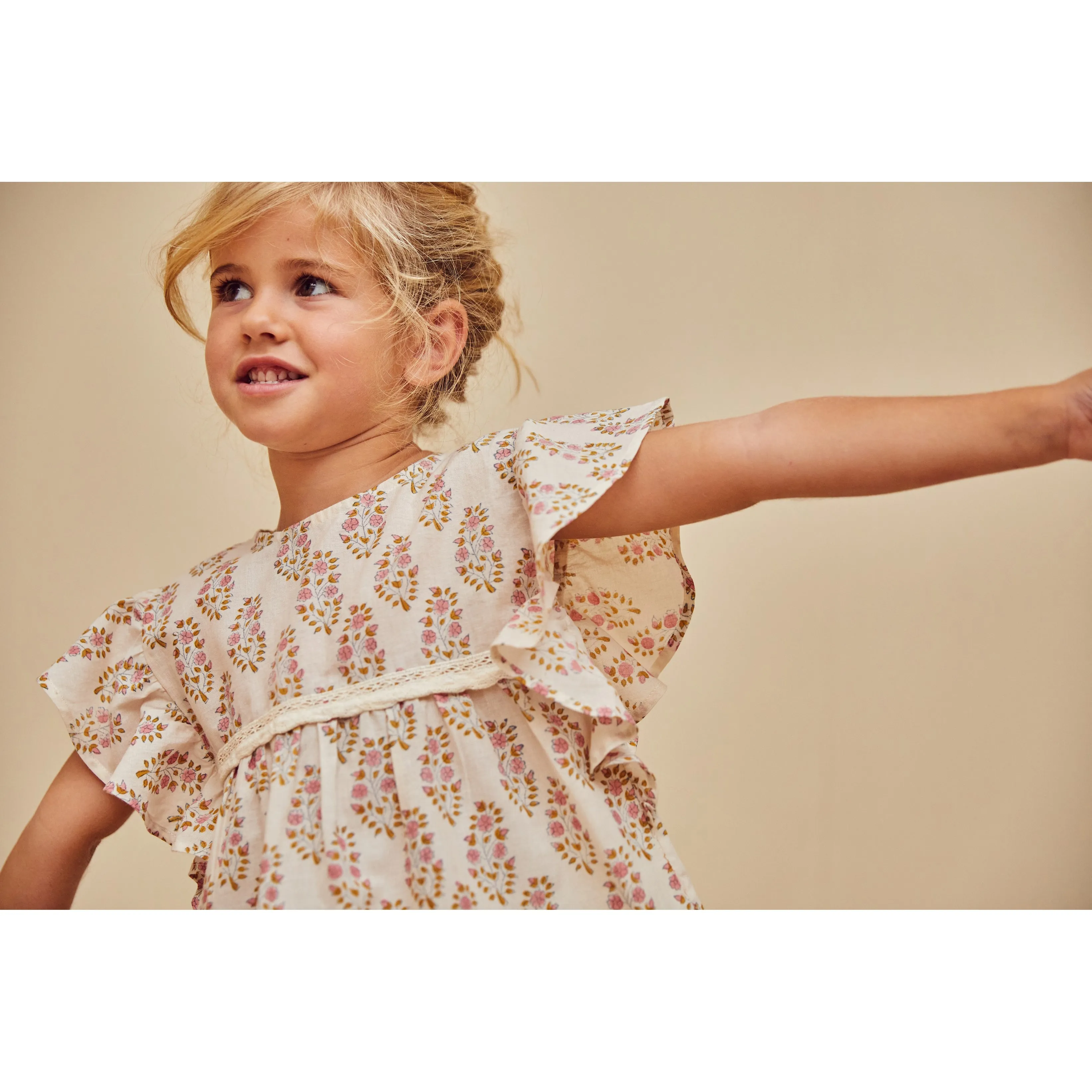 Bonheur du Jour Paris Baby   Girls Blouse Ecru Rosee