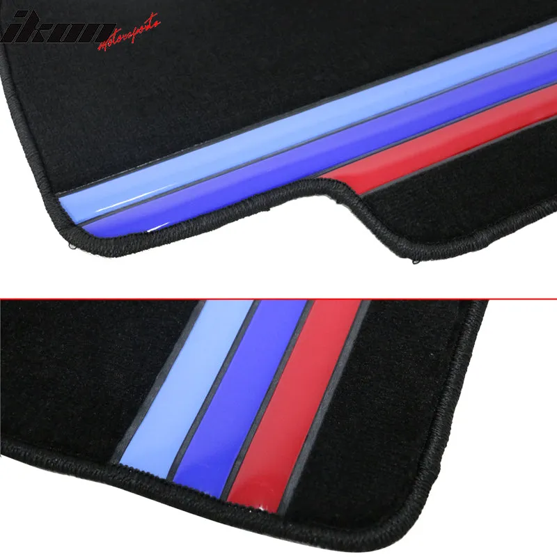 Car Floor Mat for 2005-2010 BMW E60 5 Series Black M Stripe 4PC Nylon