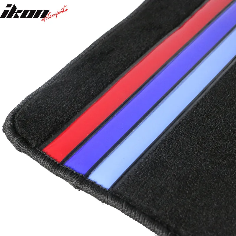 Car Floor Mat for 2005-2010 BMW E60 5 Series Black M Stripe 4PC Nylon