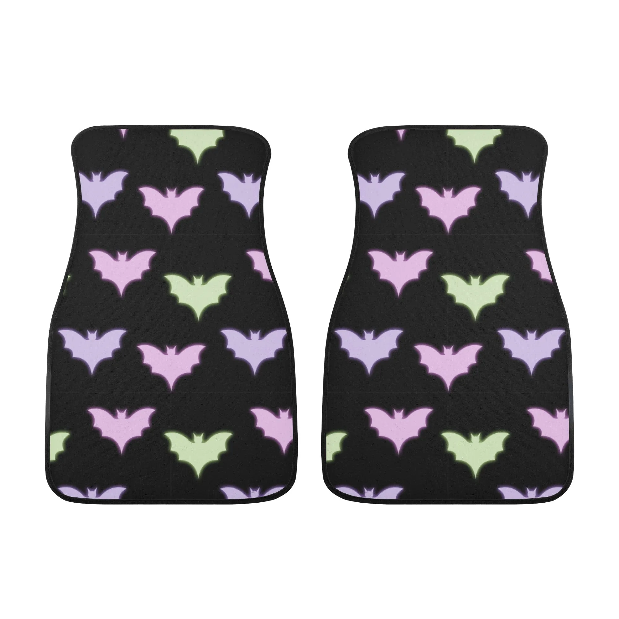 Car Floor Mats | Set of 4 | Universal size | All Weather proof | Affordable | Washable- Pastel Goth Halloween Bats