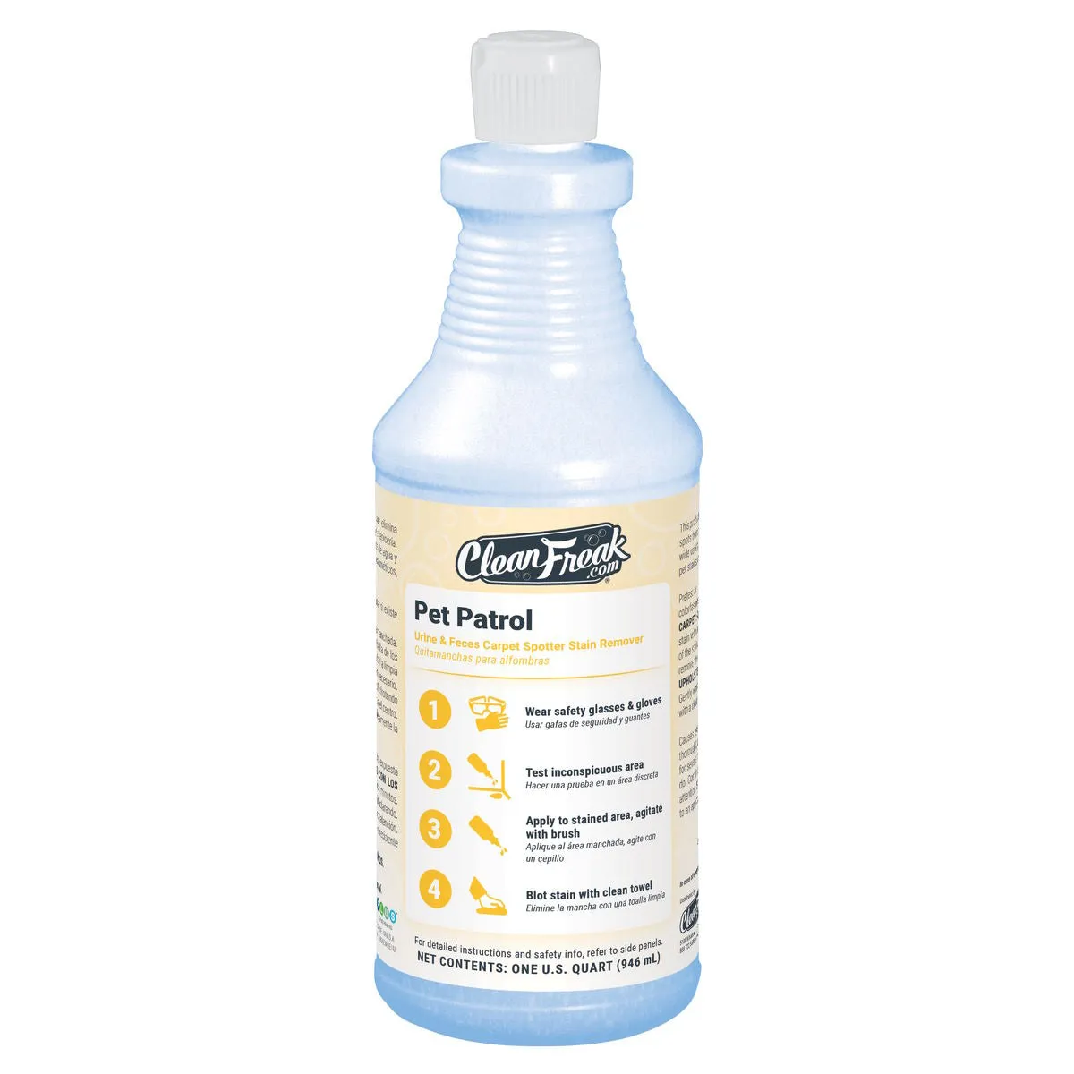 CleanFreak® 'Pet Patrol' Urine & Feces Carpet Spotter Stain Remover (32 oz Flip Top Bottles) - Case of 6