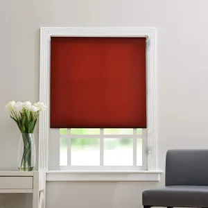 Deco Window Semi Blackout Roller Blinds for Windows (3.5 x 7 Feet, Red) Roll-Up Shades Light Filtering Sun UV Protection Polyester Curtains for Home & Office