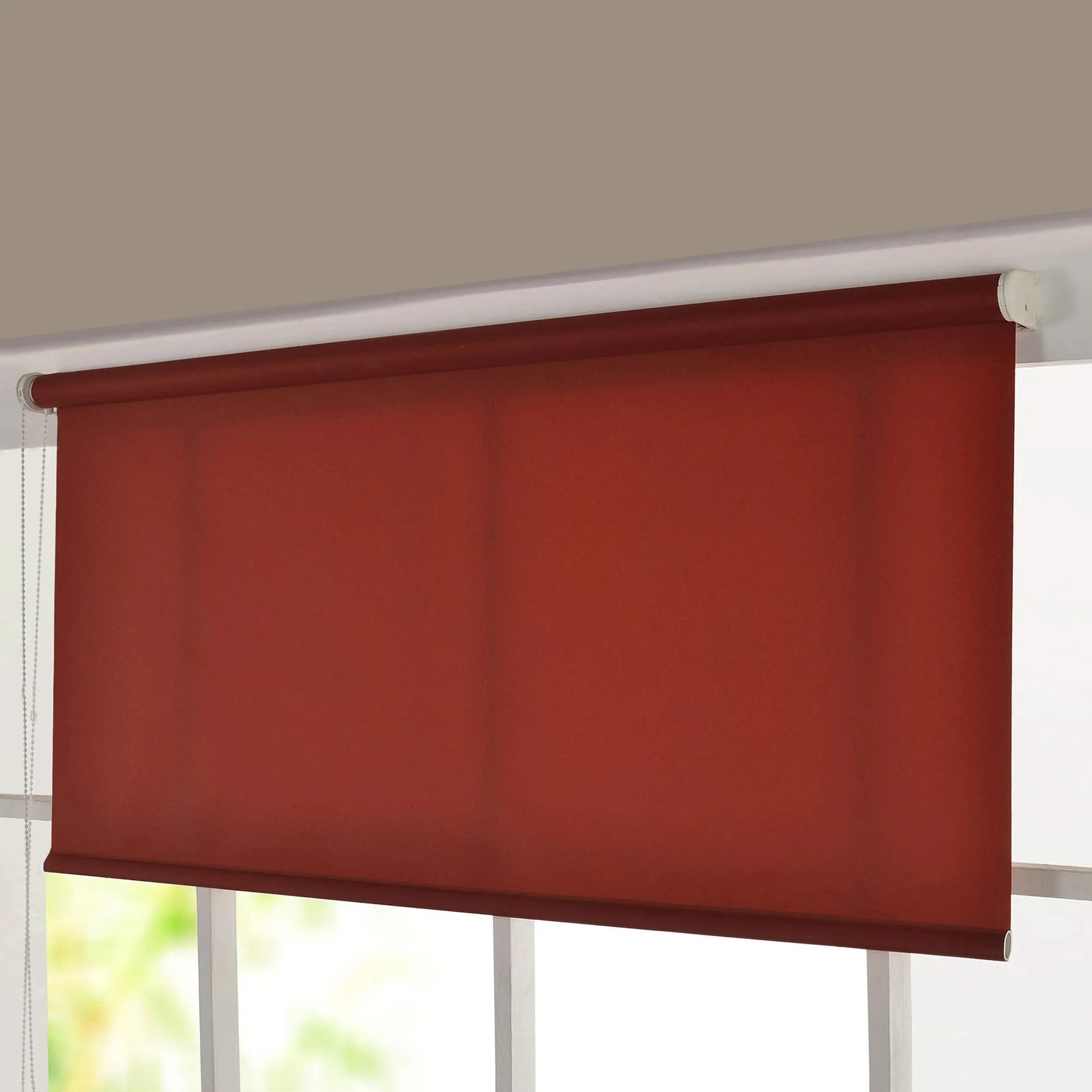 Deco Window Semi Blackout Roller Blinds for Windows (3.5 x 7 Feet, Red) Roll-Up Shades Light Filtering Sun UV Protection Polyester Curtains for Home & Office