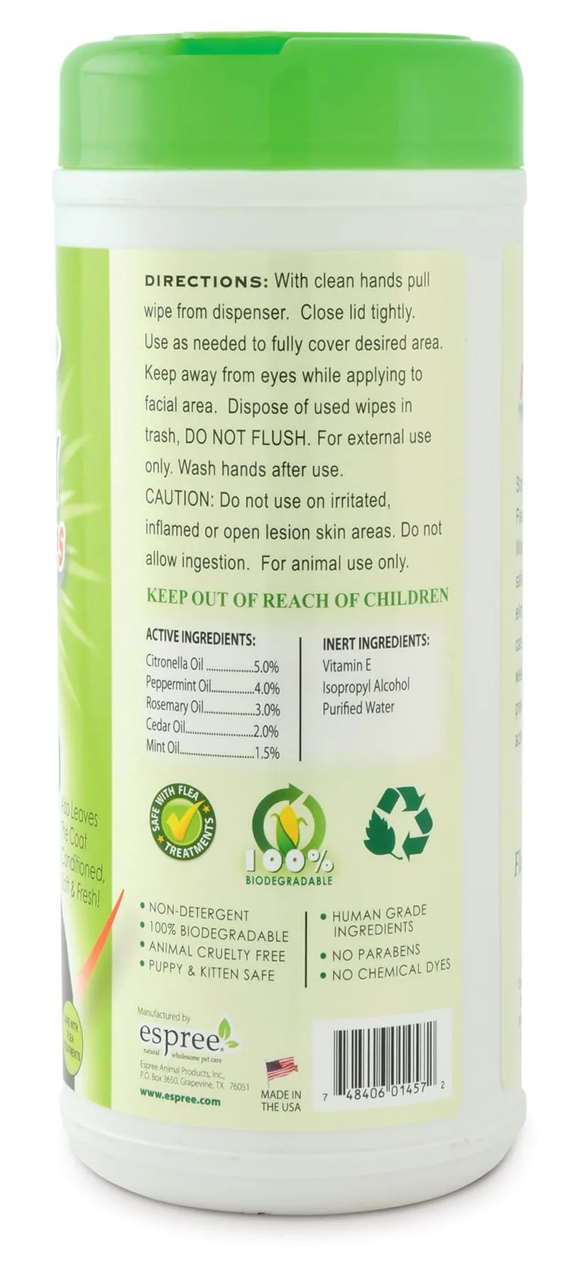 Espree Flea & Tick Repellent Wipes