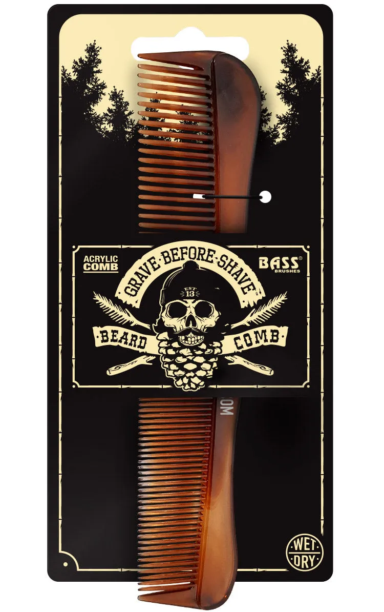 Grave Before Shave Acrylic Tortoise Shell Fine/Wide Tooth Comb (made by BASS)