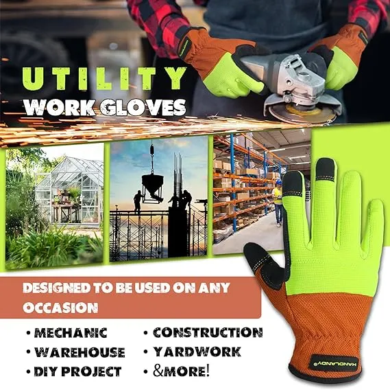 HANDLANDY Ultralight Work Gloves DIY Construction 6104 (2 Pairs)