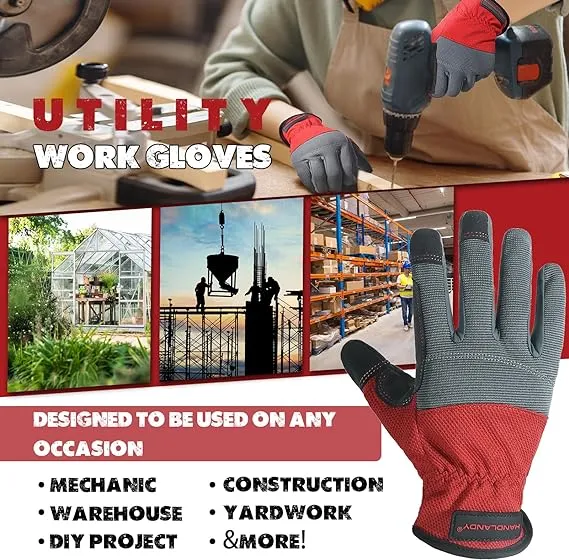 HANDLANDY Ultralight Work Gloves DIY Construction 6104 (2 Pairs)