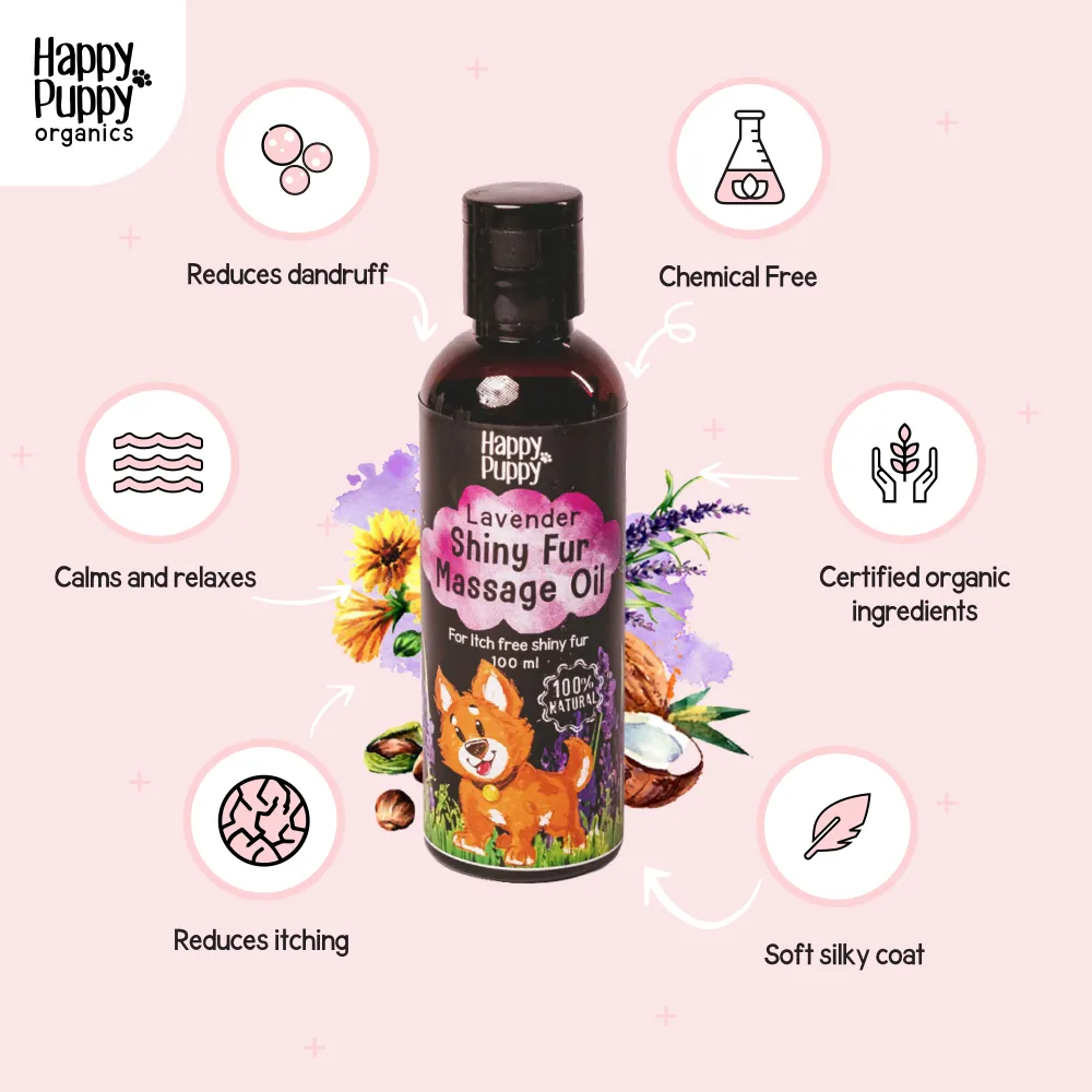 Happy Puppy Organic Shiny Fur Spa Massage Oil Lavender for Dogs and Cats