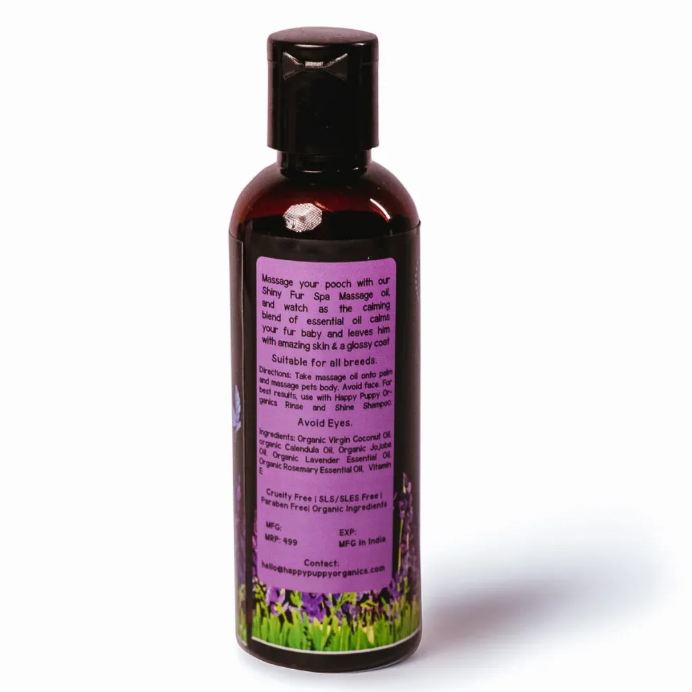 Happy Puppy Organic Shiny Fur Spa Massage Oil Lavender for Dogs and Cats