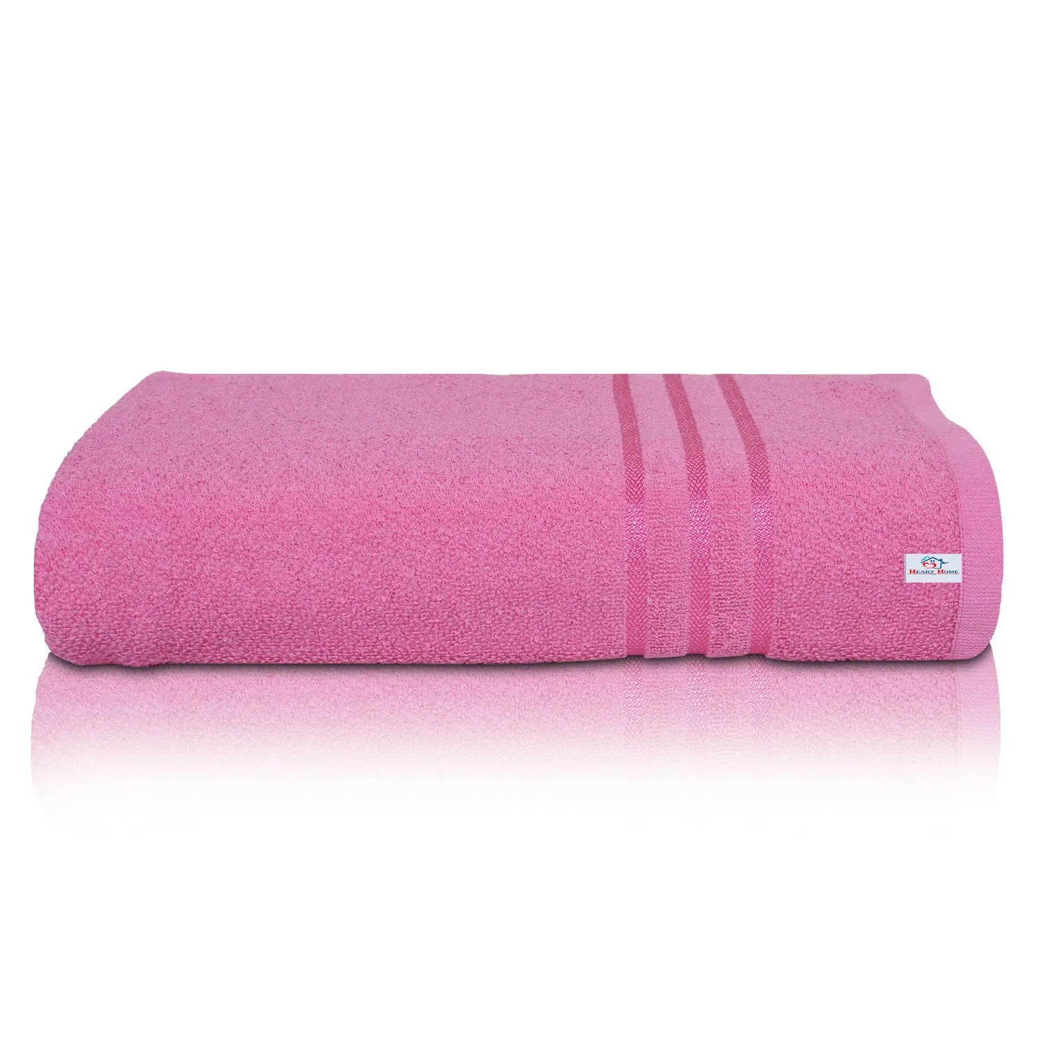 Heart Home Cotton Super Absorbent Bath Towel|Anti-Bacterial & Quick Dry Towel for Bath,Beach,Yoga,Fluffy,(Pink,Large)