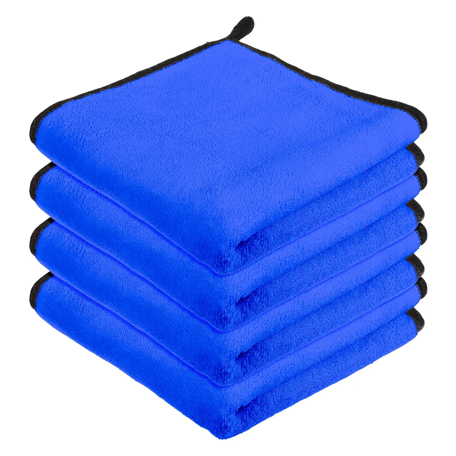 Kuber Industries Cleaning Towel|Microfiber Reusable Cloths|Highly Absorbent Washable Towel for Kitchen with Hanging Loop|Car|Window|40x40 Cm|Pack of 4 (Blue)