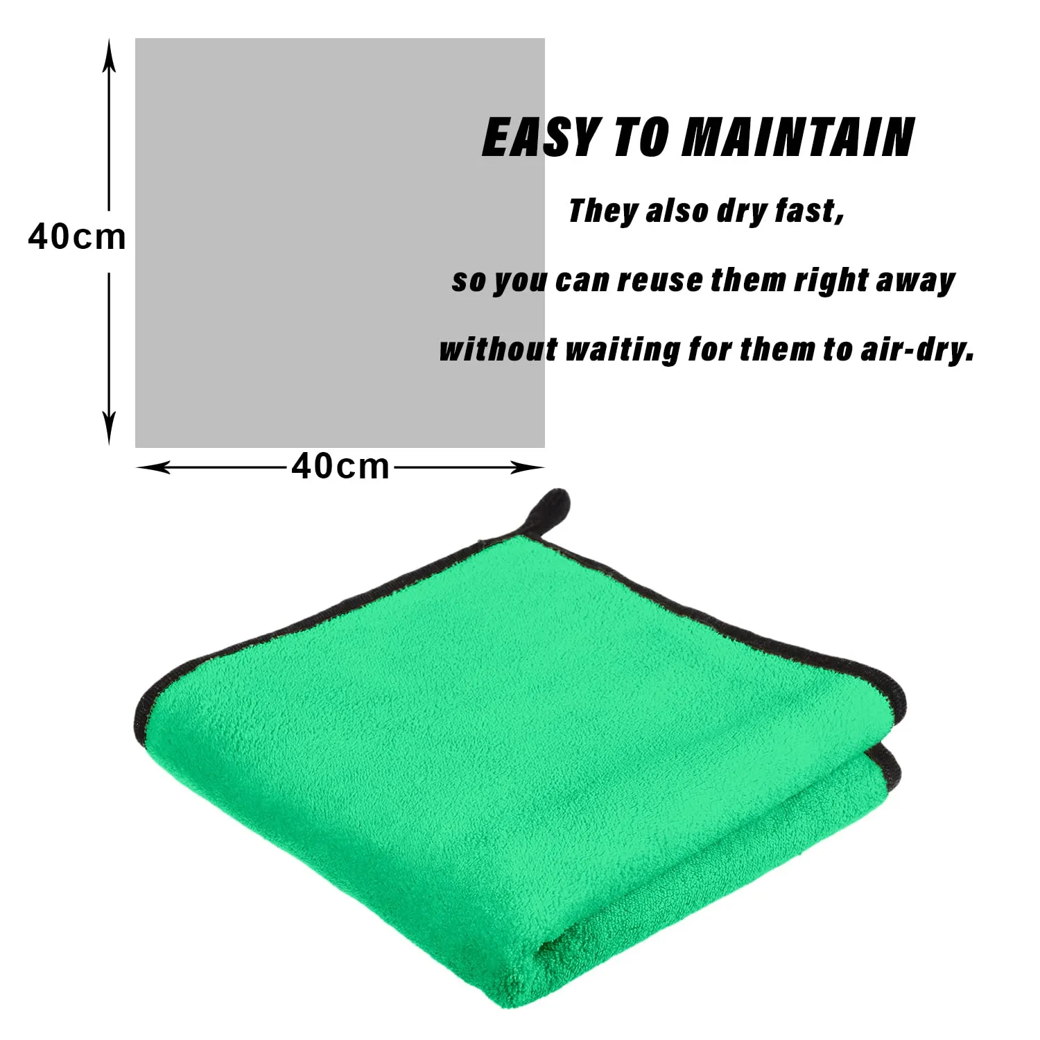 Kuber Industries Cleaning Towel|Microfiber Reusable Cloths|Highly Absorbent Washable Towel for Kitchen with Hanging Loop|Car|Window|40x40 Cm|Pack of 4 (Green)