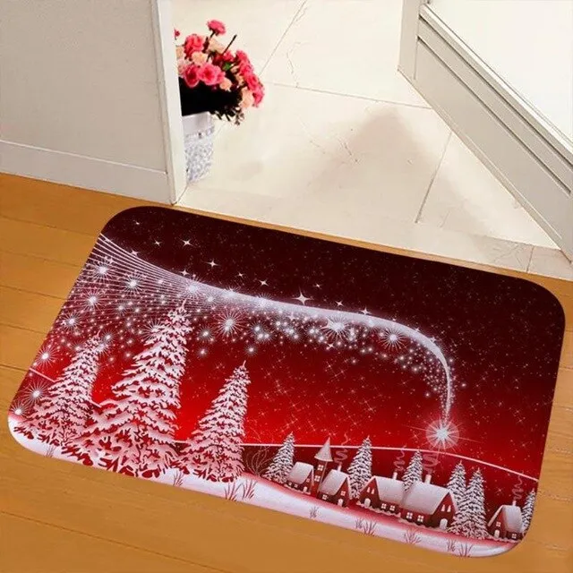 Merry Christmas Doormats Anti-slip Floor Carpet Flannel Door Mat Christmas Decorations for Home Kitchen Room Party Mats