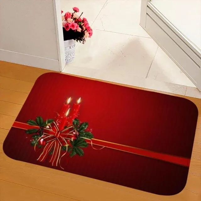 Merry Christmas Doormats Anti-slip Floor Carpet Flannel Door Mat Christmas Decorations for Home Kitchen Room Party Mats