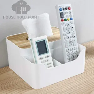 Multi Purpose Tissue Holder Wooden Lid