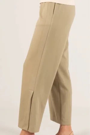 P. Cill Olive Scuba Wide Leg Slit Pants