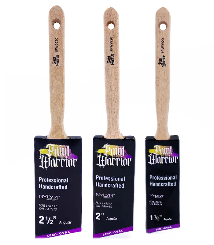 Paint Warrior Semi Oval Angled Long Handle Paint Brush Boxset