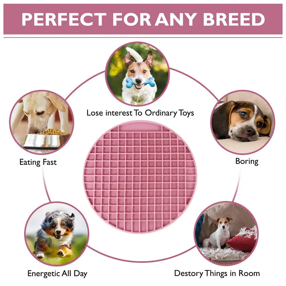 Pawpourri Round Lickmat for Dogs and Cats (Pink)