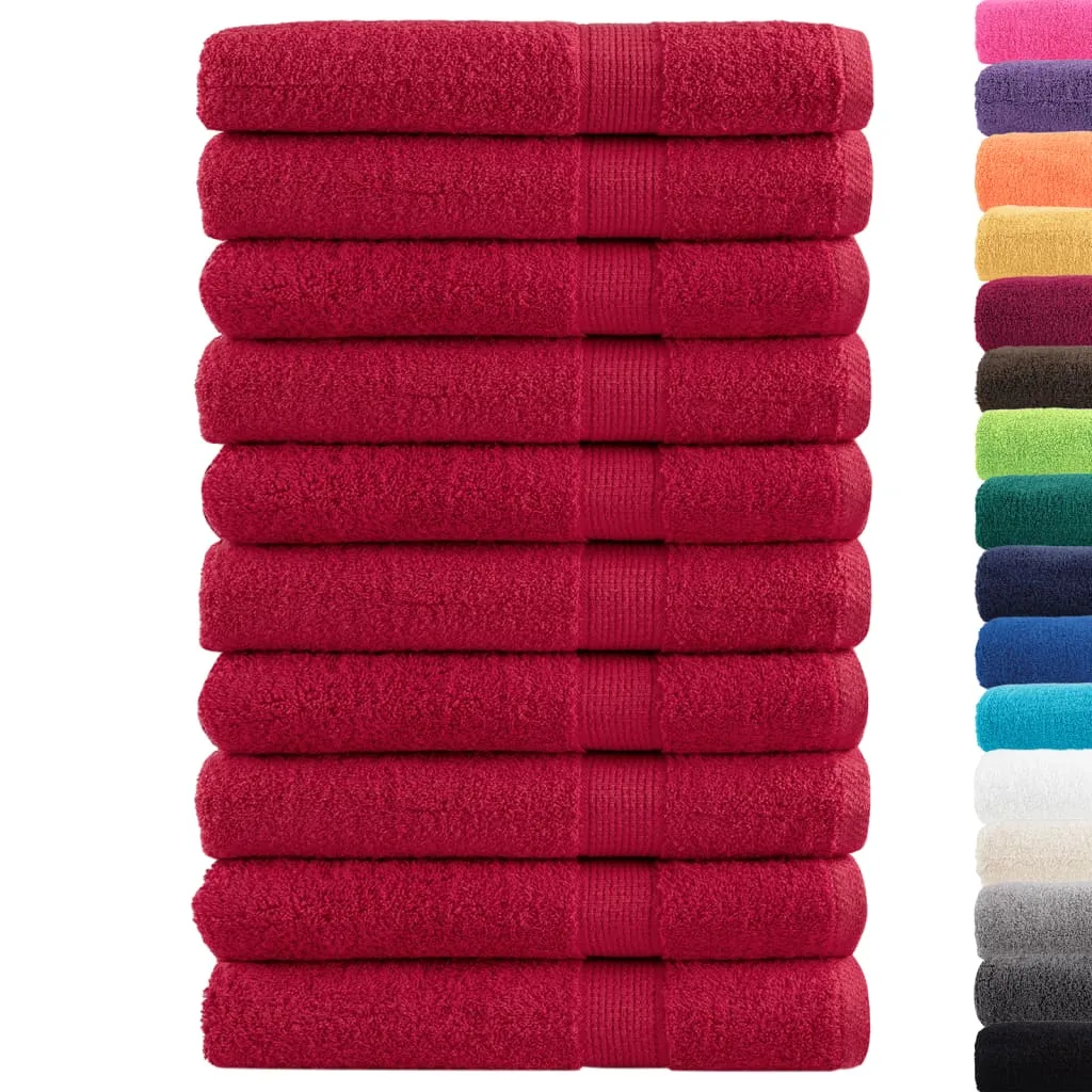 Premium Sauna Towels 10 pcs Red 80x200 cm 600 gsm 100% Cotton