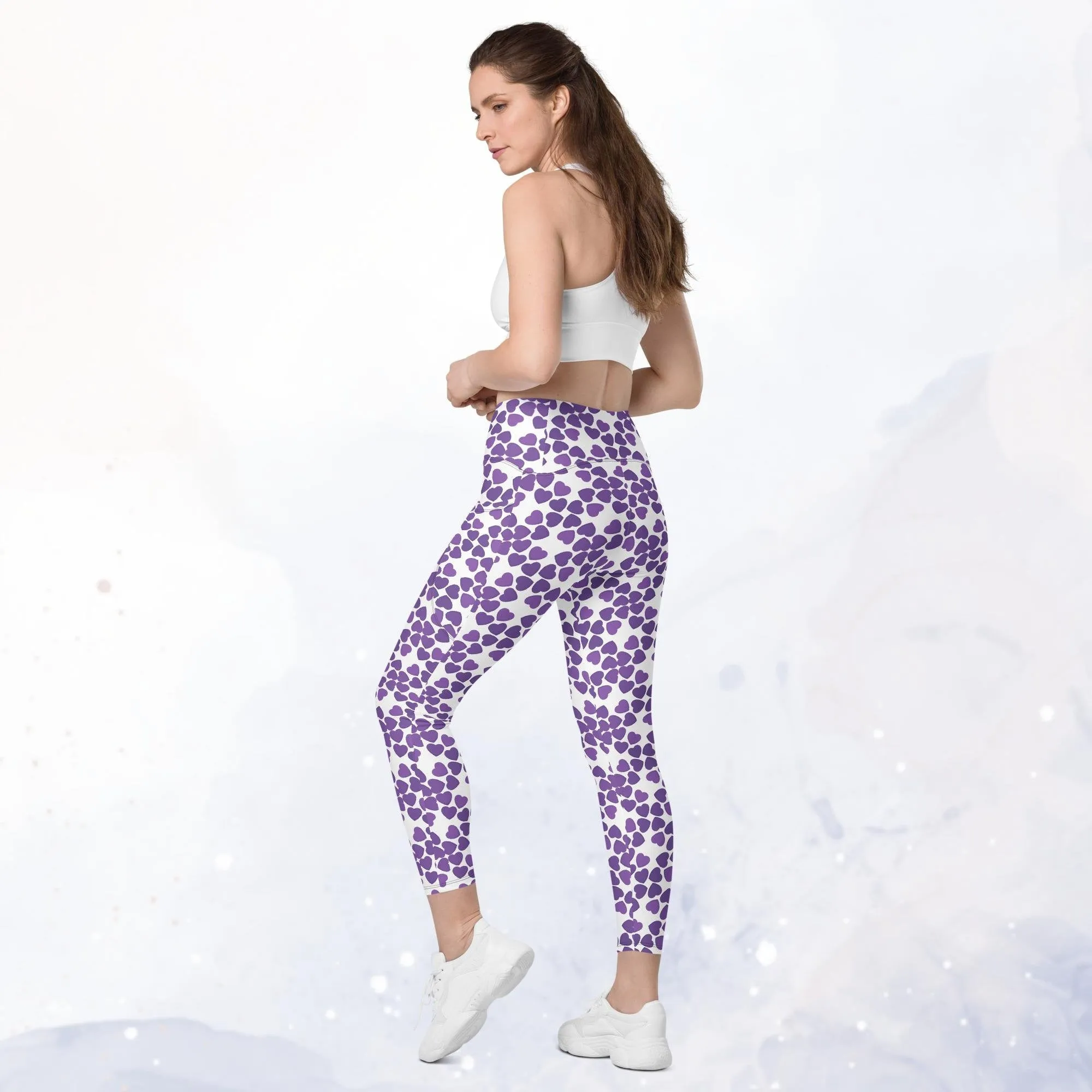 Purple Heart Long Leggings with Pockets