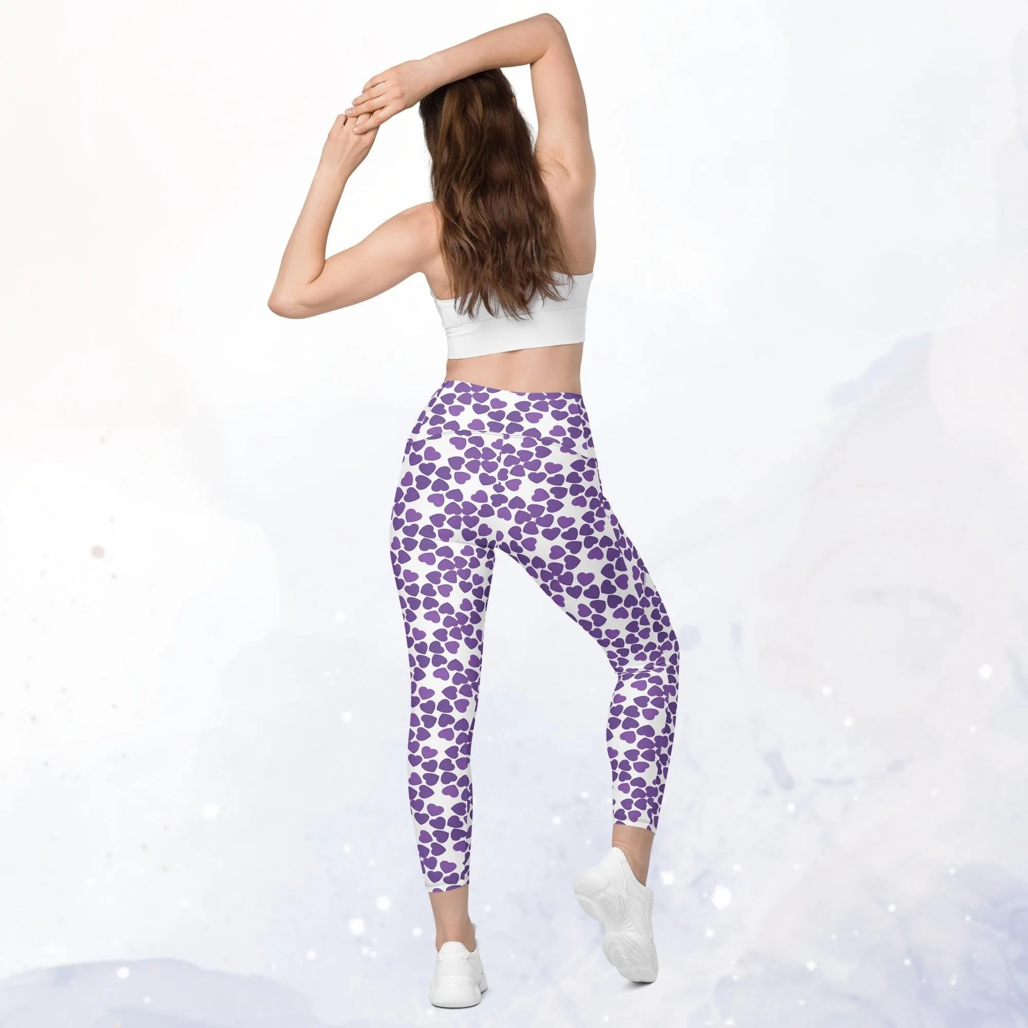 Purple Heart Long Leggings with Pockets