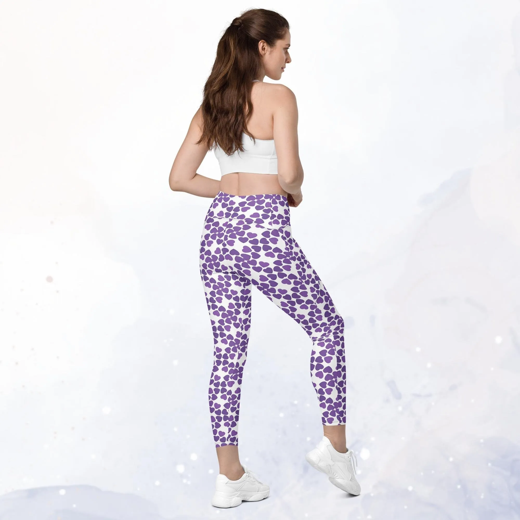 Purple Heart Long Leggings with Pockets