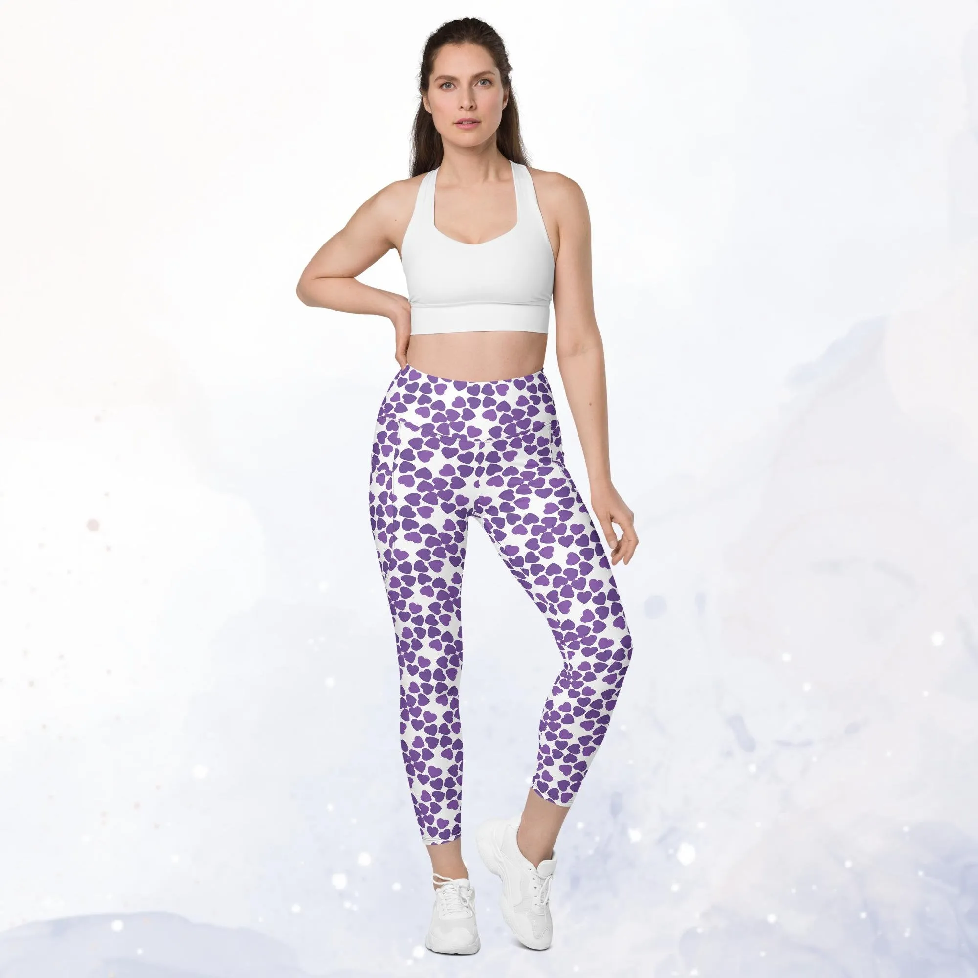 Purple Heart Long Leggings with Pockets