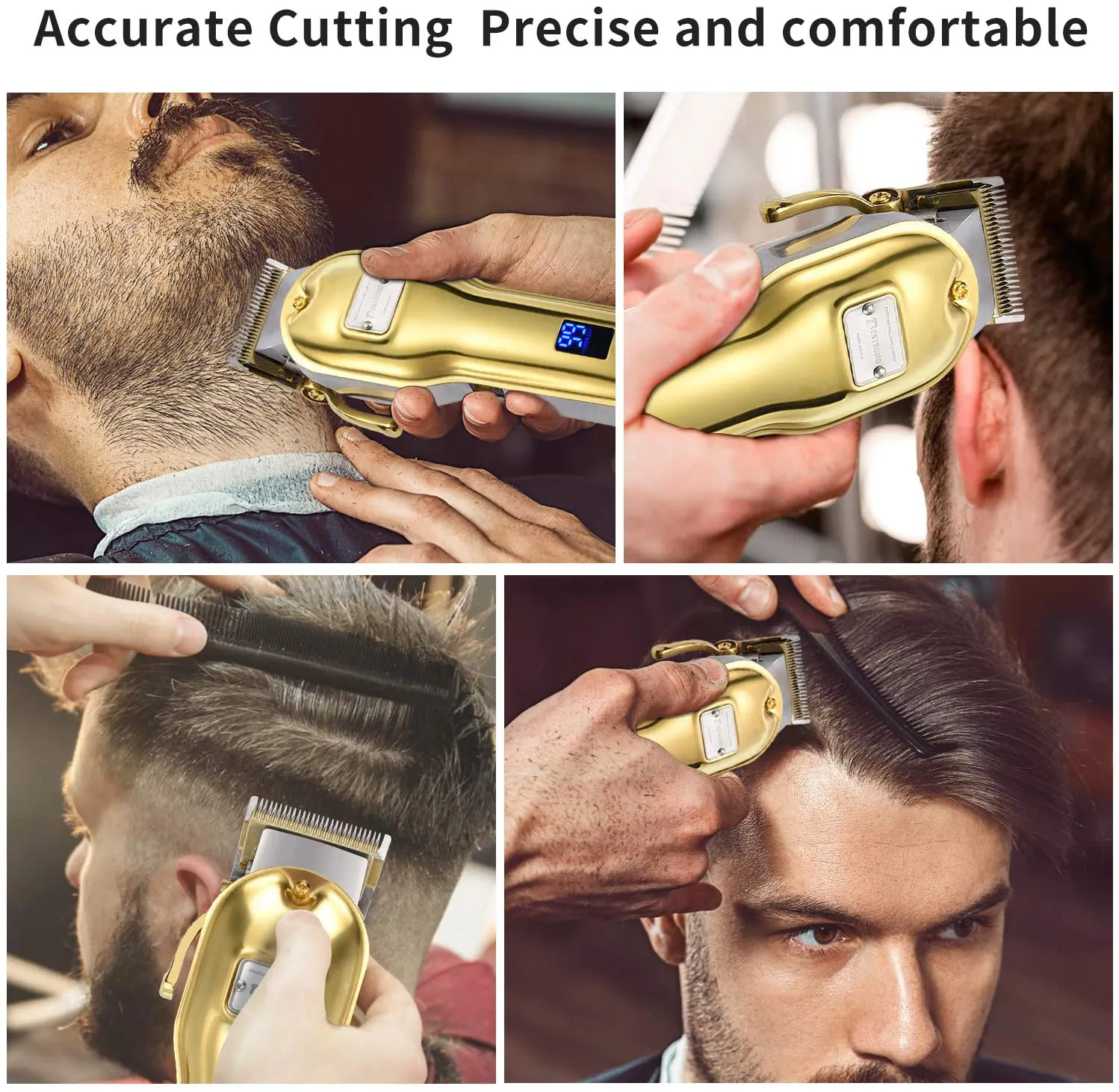 Updated Version Professional Cordless Hair Clippers LED Display Haircut Kit USB Rechargeable 2000mAh Hair Beard Trimmer Haircut Grooming Kit for Men/Father/Husband/Kids/Pet with An All Metal Housing