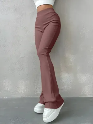 Women's Stretchy High Waisted Ribbed Flared Pants | Perfect for All Seasons