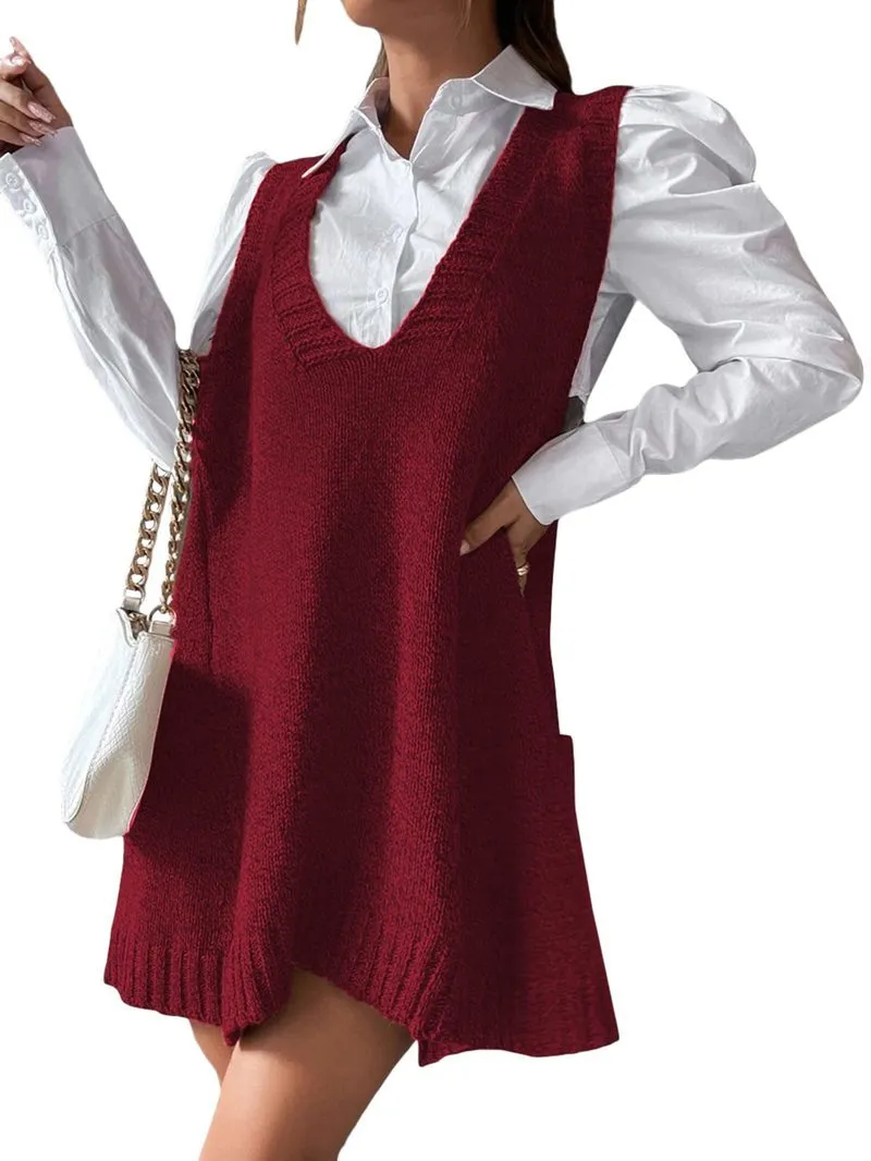 Zeagoo Womens Sweater Vest Dress Pattern Knitted Dress