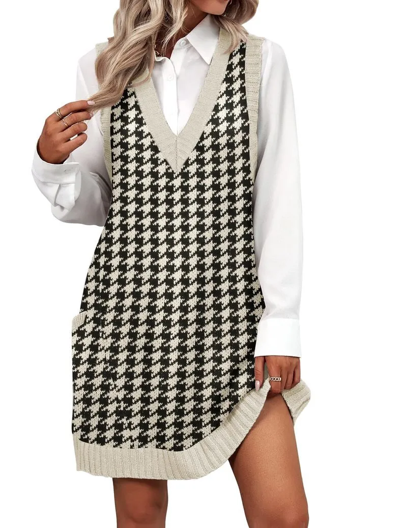 Zeagoo Womens Sweater Vest Dress Pattern Knitted Dress