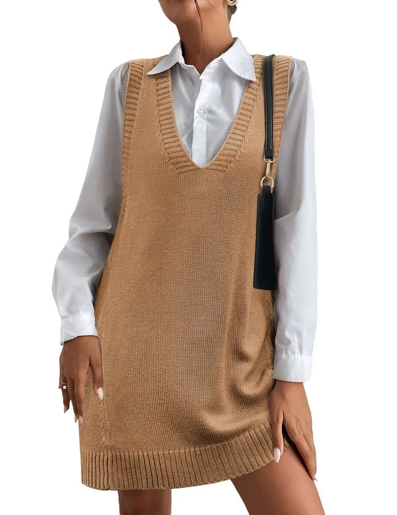 Zeagoo Womens Sweater Vest Dress Pattern Knitted Dress